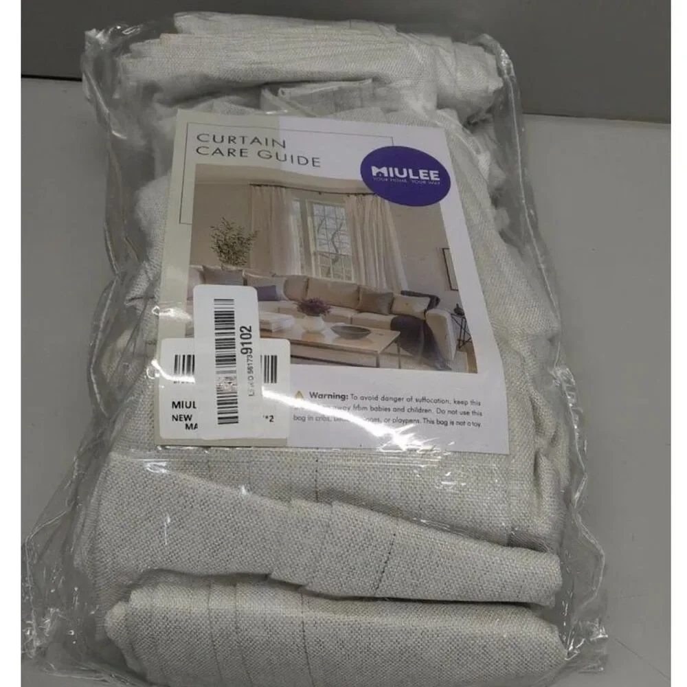 Brand New Miulee White Thick Linen Pinch-Pleated Curtains – Set of 2